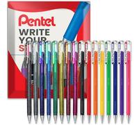 Pentel Hybrid - Dual Metallic/Mattehop - Stylos à bille à encre gel liquide - Pointe K110-1,0 mm - Lot de 16 couleurs - Emballage cadeau