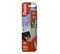 Pentel Hybrid Gel Grip Stylo à bille Pointe 0,6 mm Trait 0,3 mm Noir Lot de 2 Doré/argenté