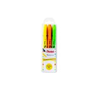 Pentel illumina Flex SLW11 Pochette de 3 Surligneurs bi-pointe, Jaune, Orange et Vert
