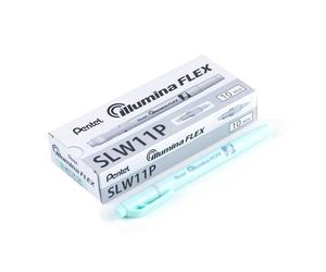 Pentel illumina Flex SLW11P-SE Surligneur bi-pointe pastel, Bleu ciel, Lot de 10