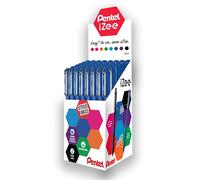 Pentel iZee BX460-C Lot de 48 Stylos bille capuchon avec clip métal, Pointe large 1 mm, Bleu