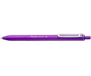 Pentel iZee BX470-V Lot de 12 stylos à bille rétractables avec clip en métal Violet Pointe large 1 mm