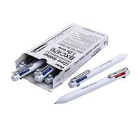 Pentel iZee BXC470-W, Lot de 12 Stylos bille 4 couleurs encre à faible viscosité noir, rouge, bleu, vert, pointe large 1 mm, corps blanc