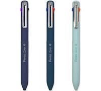 Pentel iZee Lot de 3 stylos à bille 4 couleurs - Bleu foncé, violet foncé et bleu ciel - Encre multiple