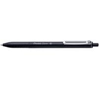 Pentel iZee BX470-A Lot de 12 stylos à bille rétractables avec clip en métal Noir Pointe large 1 mm