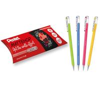 Pentel K110-V Mattehop Roller Gel Super pigmenté Idéal pour la décoration, Lot de 4 couleurs funny (jaune, vert clair, rose, bleu)