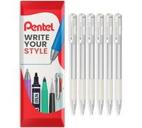 Pentel K118 Lot de 6 stylos hybrides à encre gel métallique Pointe 0,8 mm avec grip en caoutchouc Encre blanche blanc 1 unité (Lot de 6)