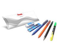 Pentel Kit scolaire 6 pièces idéal pour le début de l'année scolaire (2 stylos à bille, surligneur, porte-mines, gomme)