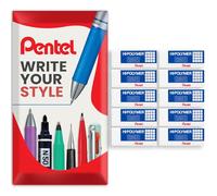 Pentel Lot de 10 gommes en plastique Hi-Polymer Jumbo - Blanc - Emballage cadeau