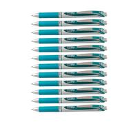 Pentel Lot de 12 BL77 EnerGel Roller gel rétractable séchage rapide pointe 0,7 mm Bleu Turquoise