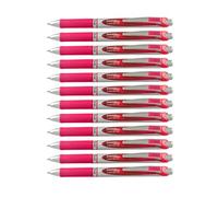 Pentel Lot de 12 BL77 EnerGel Roller gel rétractable séchage rapide pointe 0,7 mm Rose - Lot de 12