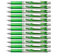 Pentel Lot de 12 BL77 EnerGel Roller gel rétractable séchage rapide pointe 0,7 mm Vert Clair - Lot de 12