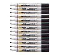 Pentel Marqueur effaçable pour tableau blanc MW85-A pointe conique 2,1 mm encre noire Lot de 12