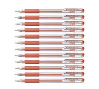 Pentel Lot De 12 Rollers Encre Gel Métallique Hybrid Gel Grip, Bronze