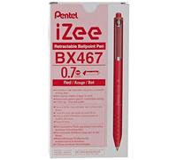 Pentel Lot de 12 stylos à bille à pression i Zee, rouge 0,7 mm