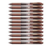 Pentel Lot De 12 Stylos Roller À Encre Gel Energel-X Bl107 Pointe 0,7mm Marron