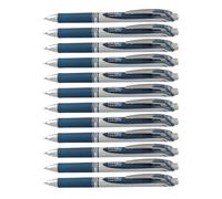 Pentel Lot De 12 Stylos Roller Encre Gel Rétractable Energel Bl77 Pointe 0,7 Mm Bleu Nuit