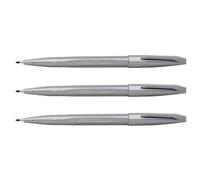 PENTEL Lot de 3 Feutres Stylo Sign Pen S 520 Pointe Fibre Gris Argent