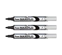 PENTEL Lot de 3 Marqueurs MAXIFLO MWL5S pour tableau blanc, noir