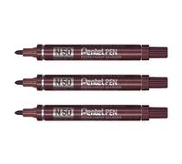 PENTEL Lot de 3 Marqueurs permanent N50 pointe ogive 2 mm Marron