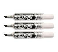 PENTEL Lot de 3 Marqueurs Tableau Blanc MAXIFLO MWL6 Pointe Biseautée Large Noir