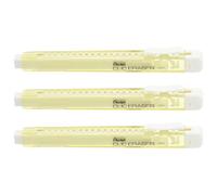 PENTEL Lot de 3 Stylos gomme CLIC ERASER, Corps Jaune pastel