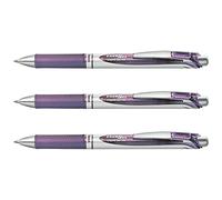 PENTEL Lot de 3 Stylos Roller encre gel rétractable ENERGEL BL77 Pointe 0,7 mm lilas