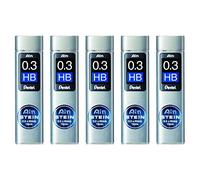 PENTEL Lot de 5 Etuis de 15 mines 0,3 mm AIN STEIN C273 dureté HB
