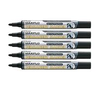 PENTEL Lot de 5 Marqueurs Permanent MAXIFLO NLF50 Pointe Conique 2mm Noir