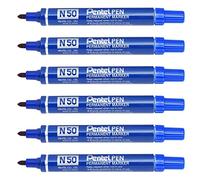 PENTEL Lot de 6 Marqueurs Permanent N50 Corps Aluminium Pointe ogive 2 mm Bleu