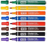 Pentel Lot de 8 marqueurs permanents N50 Couleurs assorties