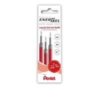 Pentel LRN5-3B Lot de 3 recharges pour stylos Energel 0,5 Balle = 0,25 mm d'épaisseur de trait et pointe d'aiguille Rouge