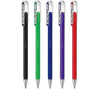 Pentel Mattehop K110-Lot de 5 stylos à bille à encre gel liquide Pointe 1,0 mm Encre Noir, Bleu, Rouge, Vert et Violet