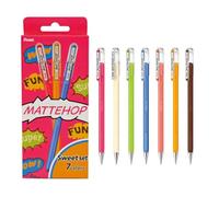 Pentel Mattehop K110-V7STA Sweet Colours Lot de 7 stylos roller à encre gel avec encre à fort pouvoir couvrant, finition mate, 7 couleurs assorties