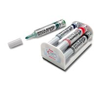 Maxiflo Brosse Pour Tableau Blanc + 4 Marqueurs A Pointe Conique Large Noir Blanc Rouge Vert Mwl5M Mag 4-M
