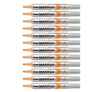 Pentel Maxiflo Lot de 12 Marqueurs effaçables à sec pour Tableau blanc Pointe conique moyenne encre liquide Orange