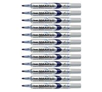 Pentel Maxiflo Lot de 12 Marqueurs effaçables à sec pour tableau blanc Pointe conique moyenne encre liquide Bleue