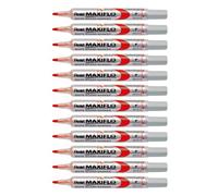 Pentel Maxiflo Lot de 12 Marqueurs effaçables à sec pour tableau blanc Pointe conique moyenne encre liquide Rouge