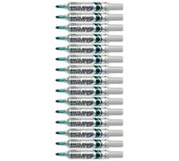 Pentel Maxiflo Lot de 12 marqueurs effaçables à sec tableau blanc Pointe ogive large Encre liquide Verte MWL5M-DO