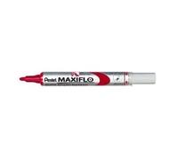 Pentel Maxiflo Marqueur Effaçable À Sec Tableau Blanc Pointe Ogive Moyenne Encre Liquide Base Alcool Rouge Lot De 12