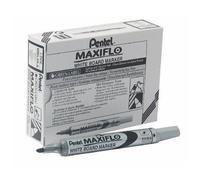 Pentel - Maxiflo - Marqueur Effaçable À Sec Tableau Blanc - Pointe Ogive - Moyenne - Encre Liquide Base Alcool Noire - Lot De 12