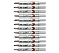 Pentel Maxiflo MWL5S Lot de 12 Marqueurs effaçables à sec pour tableaux blancs Pointe conique moyenne Encre liquide Marron