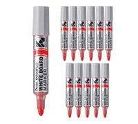 Pentel Maxiflo MWL5W-BX, Marqueur tableaux blancs pointe conique ultra-large, Rouge, Lot de 12