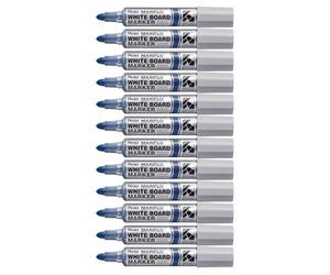 Pentel Maxiflo MWL5W-CX, Marqueur tableaux blancs pointe conique ultra-large, Bleu, Lot de 12