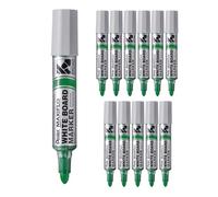 Pentel Maxiflo MWL5W-DX, Marqueur tableaux blancs pointe conique ultra-large, Vert, Lot de 12