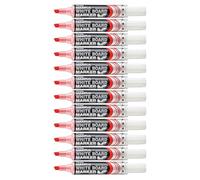 Pentel Maxiflo MWL6 Lot de 12 Marqueurs effaçables à sec pour tableaux blancs Pointe biseautée large Encre liquide Rouge