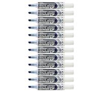 Pentel Maxiflo MWL6 Lot de 12 Marqueurs effaçables à sec pour tableaux blancs Pointe biseautée large Encre liquide Bleu