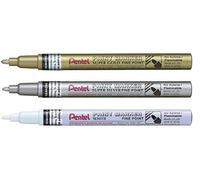Pentel MSP10 Set peinture marqueur pointe fine 2,9 mm 3 pcs or/argent/blanc