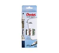 Pentel MW86/4 Pochette de 4 Marqueurs effaçables pour tableau Blanc pointe biseautée moyenne Noir/Rouge/Bleu/Vert