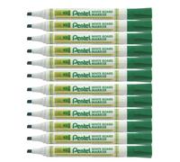 Pentel MW86-D Lot de 12 Marqueurs effaçables pour tableau Blanc pointe biseautée moyenne encre Verte